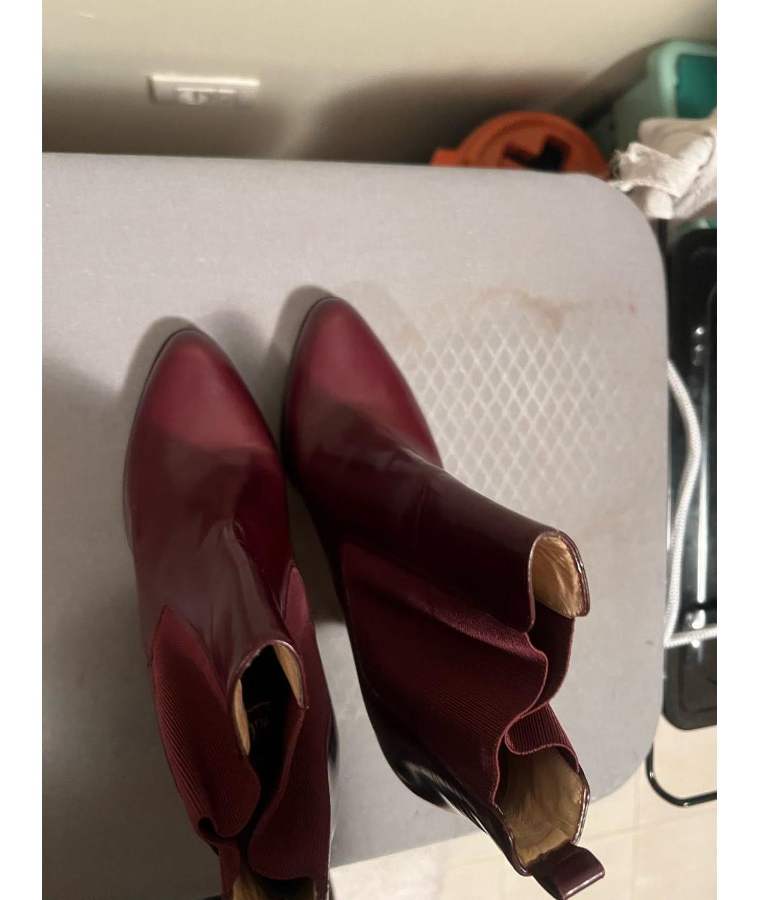 CHRISTIAN LOUBOUTIN Бордовые кожаные ботильоны, фото 5