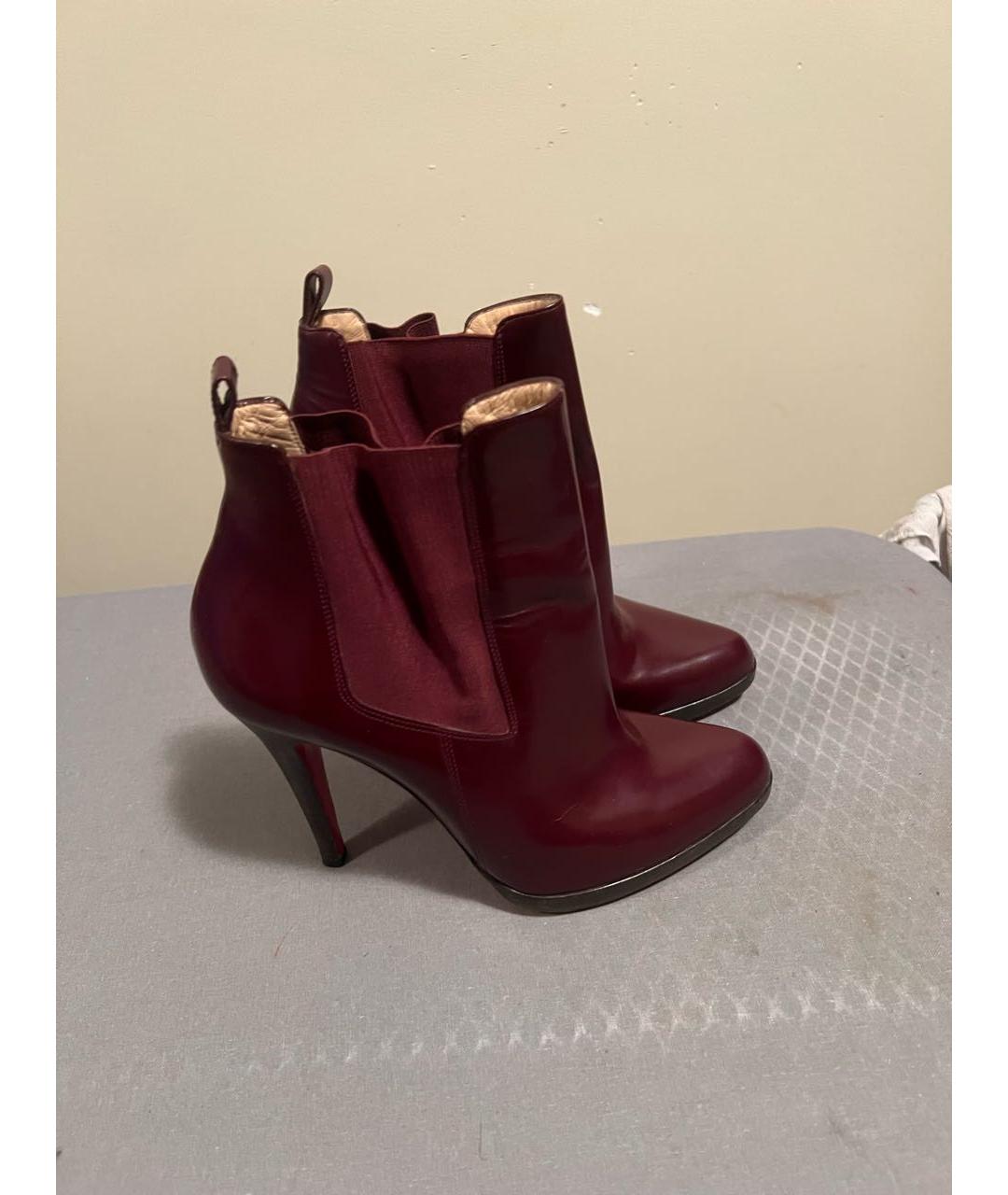 CHRISTIAN LOUBOUTIN Бордовые кожаные ботильоны, фото 6