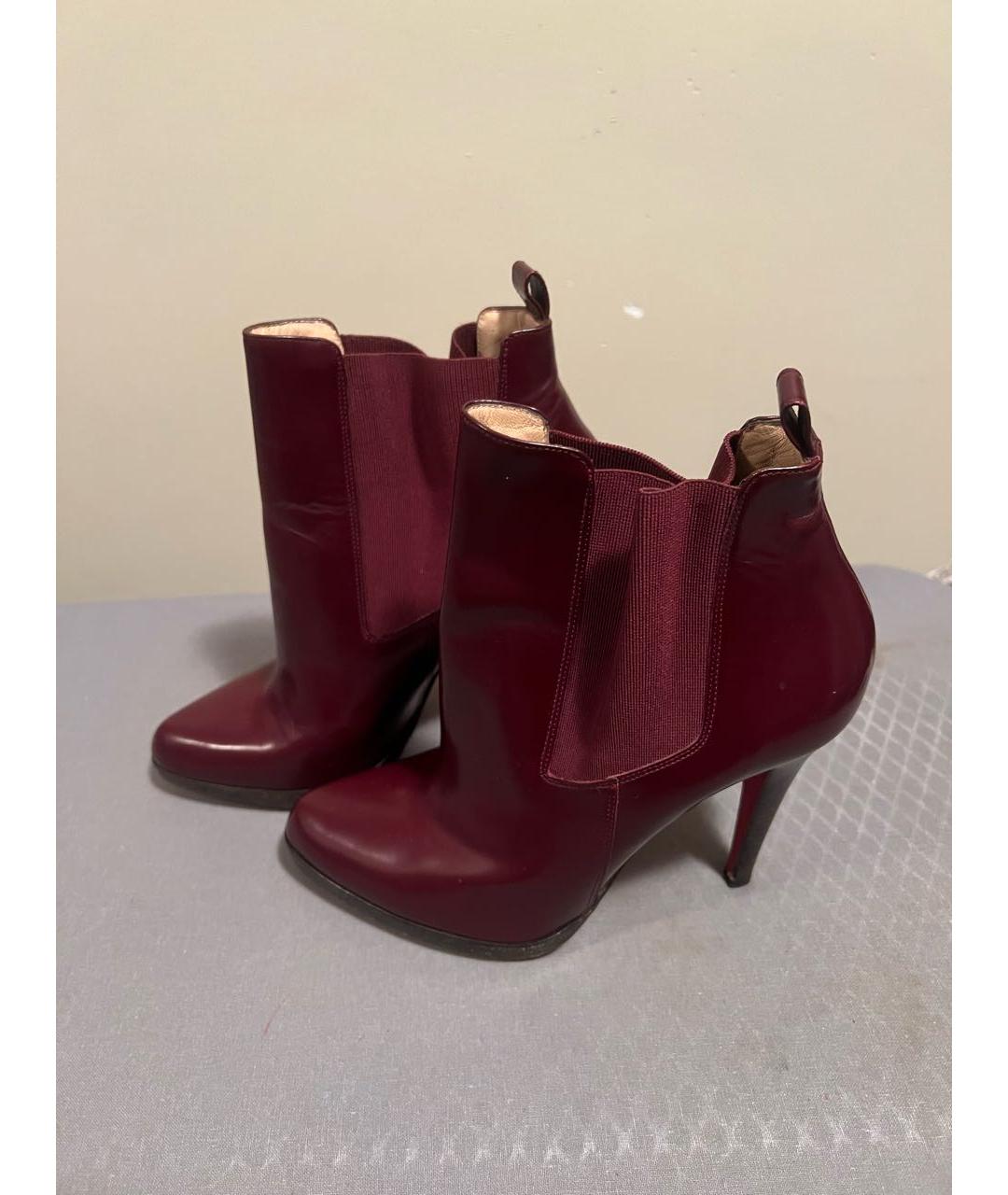 CHRISTIAN LOUBOUTIN Бордовые кожаные ботильоны, фото 3
