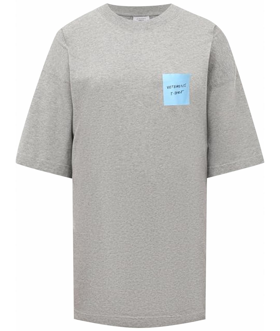 VETEMENTS Серая хлопковая футболка, фото 1