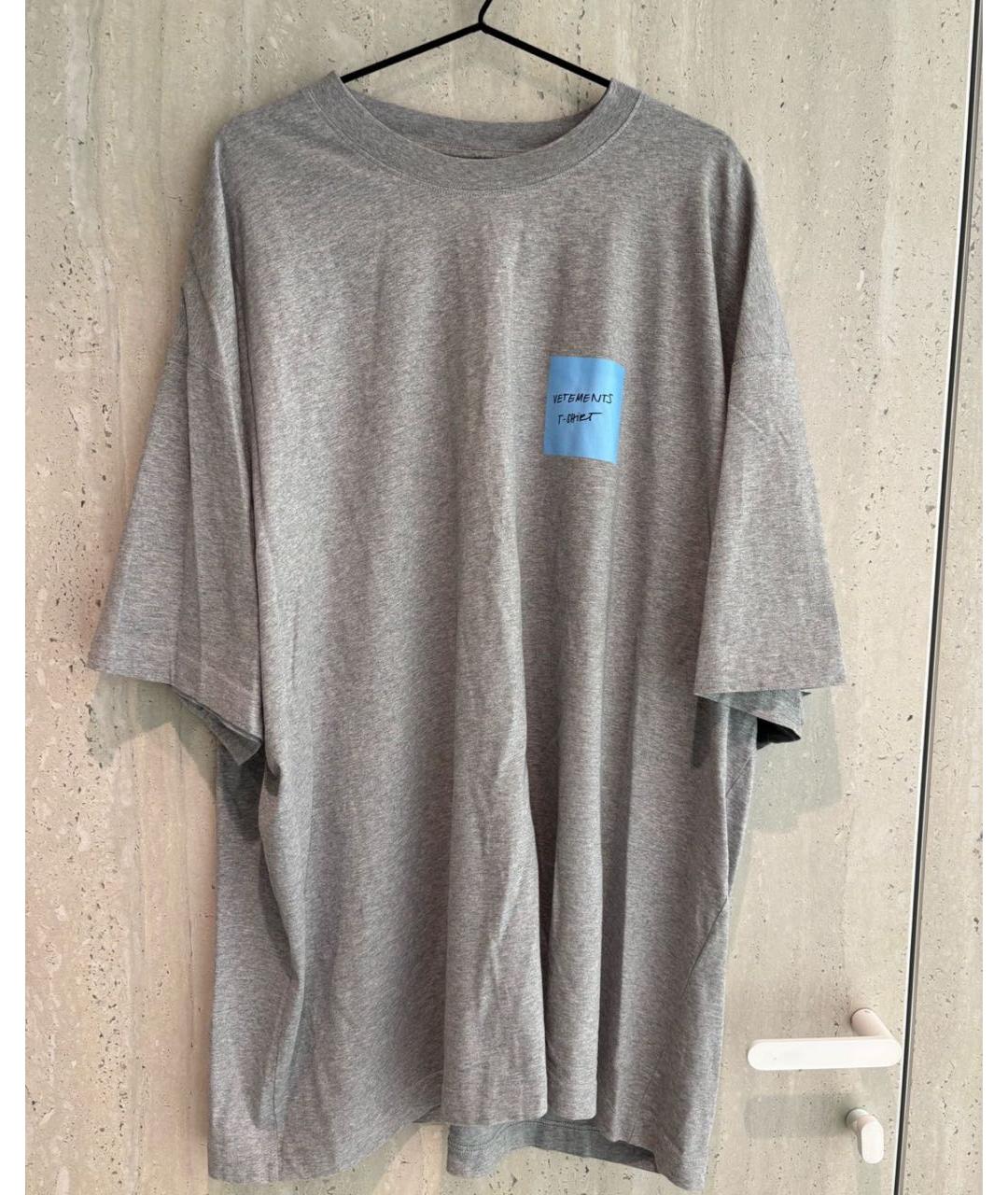 VETEMENTS Серая хлопковая футболка, фото 2