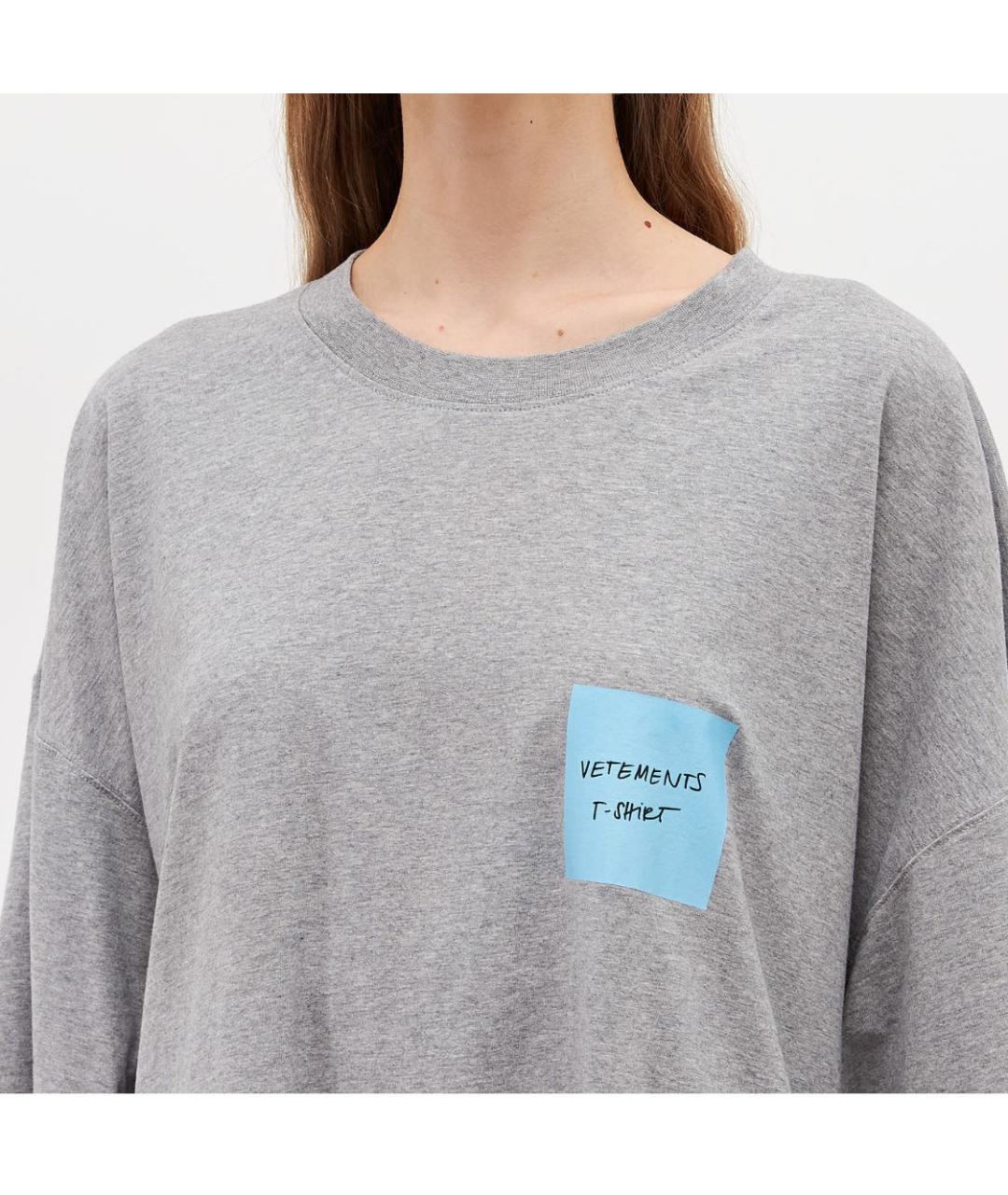 VETEMENTS Серая хлопковая футболка, фото 4