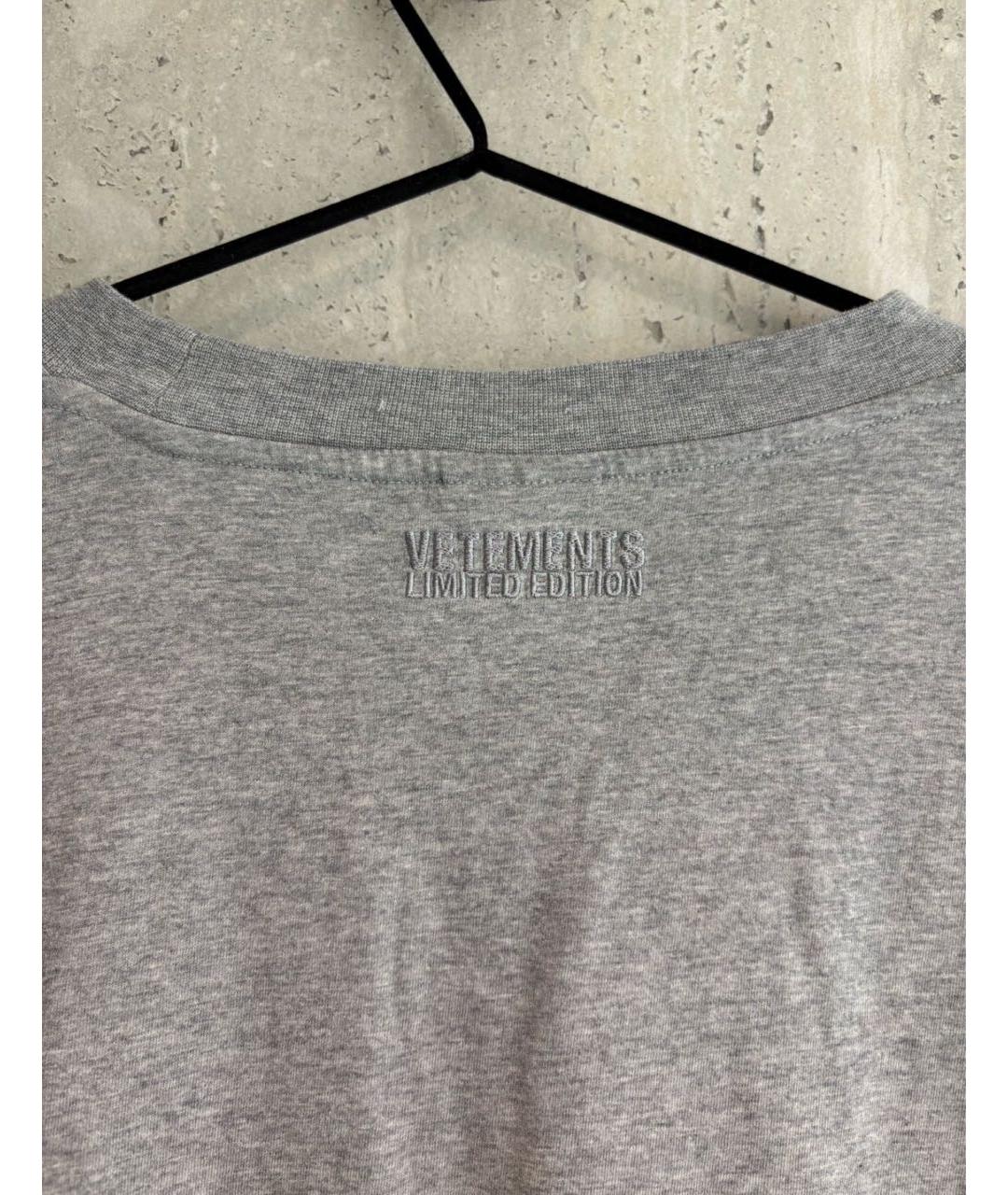 VETEMENTS Серая хлопковая футболка, фото 6