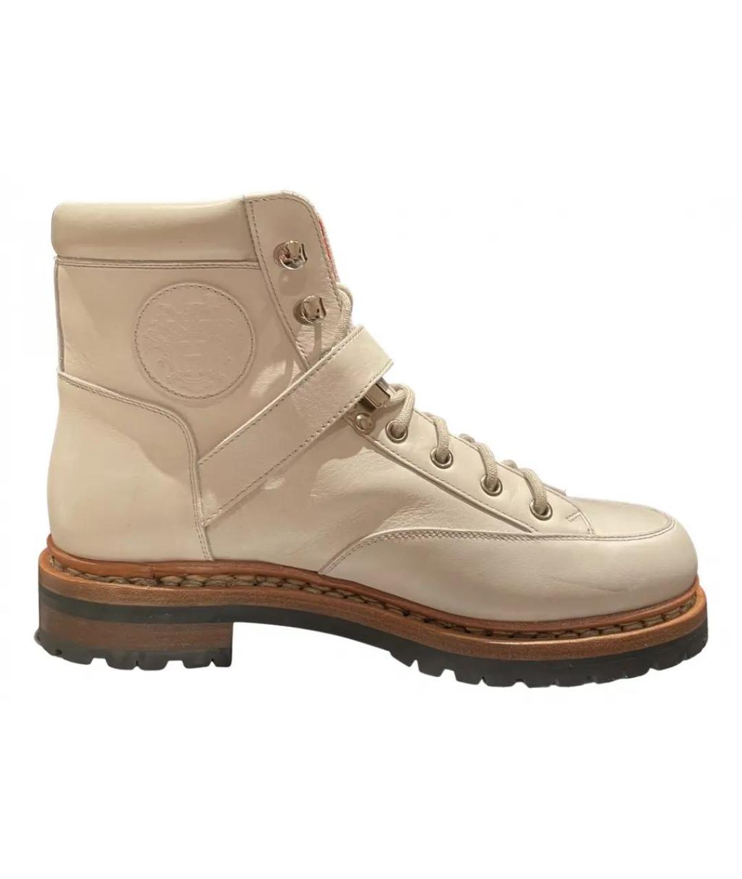 HERMES Белые кожаные ботинки, фото 1