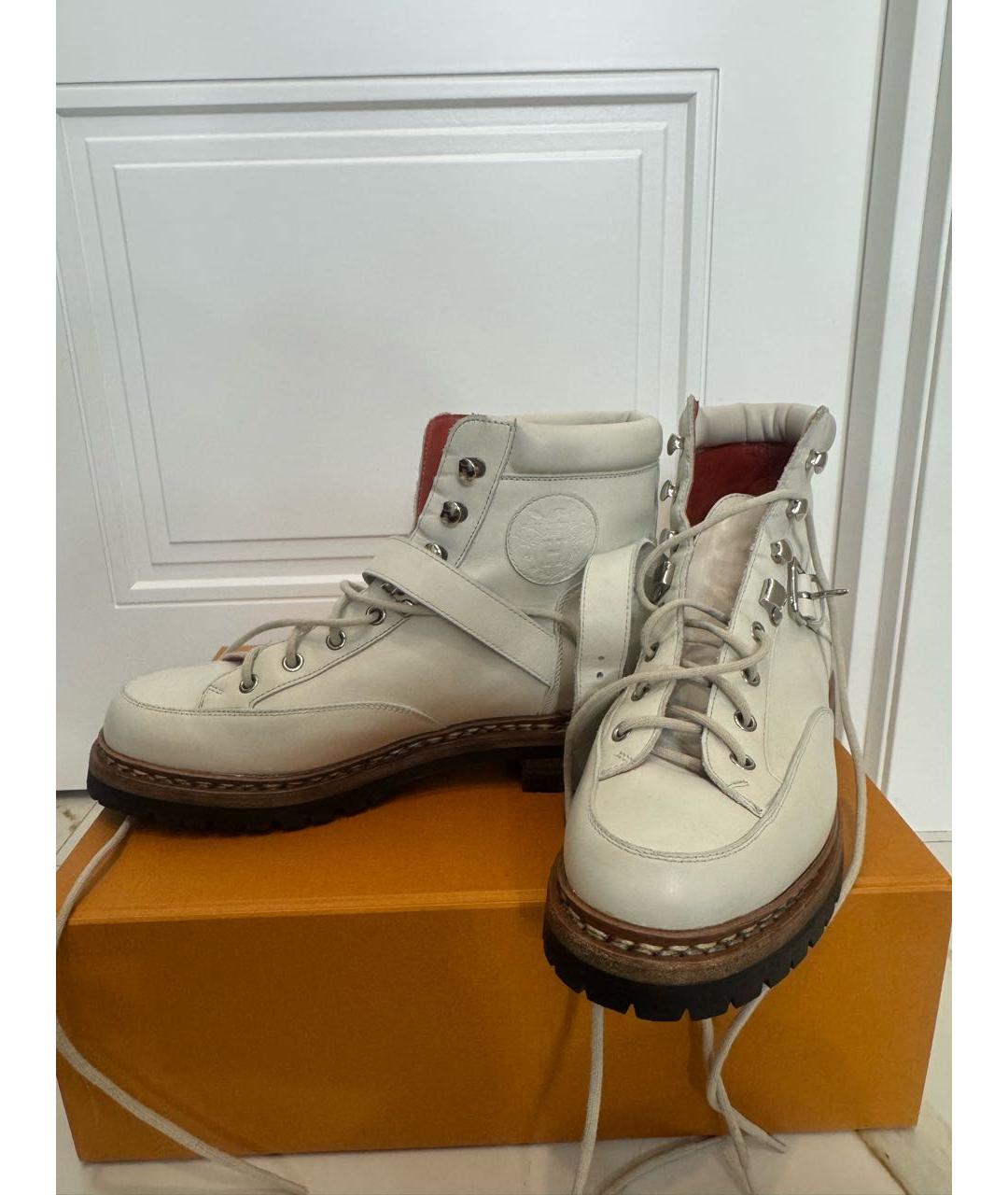 HERMES Белые кожаные ботинки, фото 2
