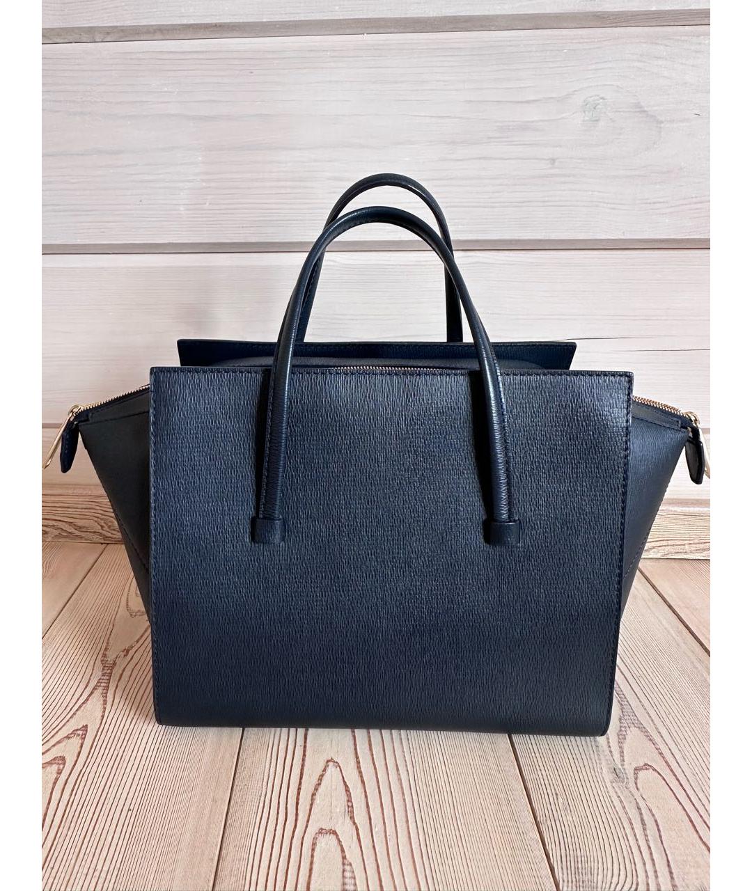 HUGO BOSS Темно-синяя кожаная сумка с короткими ручками, фото 2