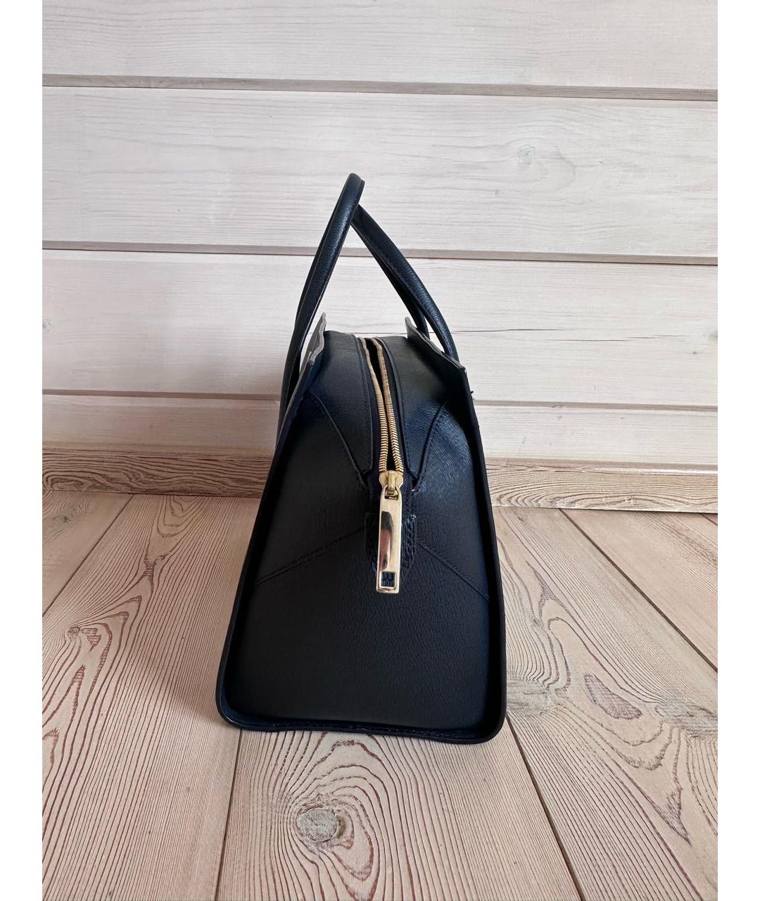 HUGO BOSS Темно-синяя кожаная сумка с короткими ручками, фото 3