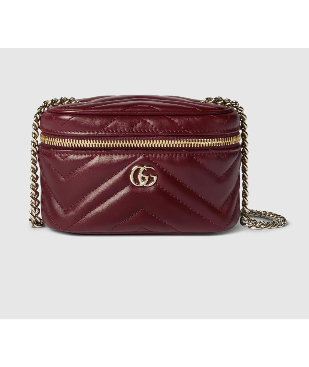 GUCCI Бордовая кожаная сумка через плечо, фото 3