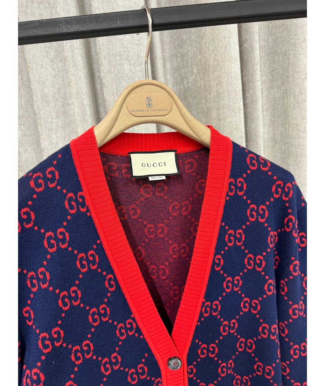 GUCCI Синий шерстяной кардиган, фото 3