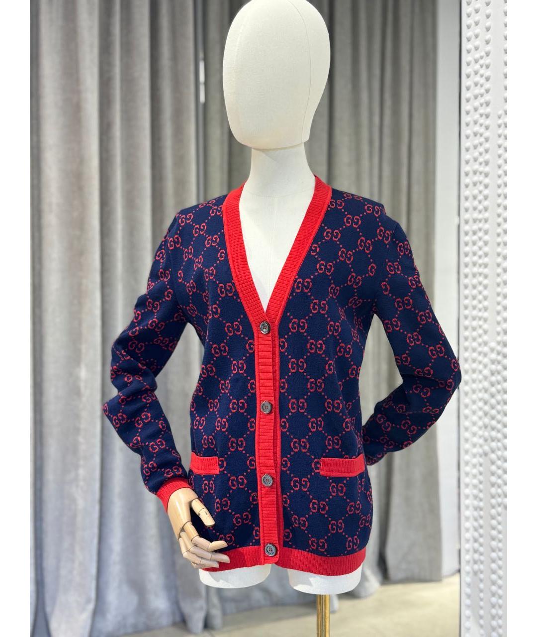 GUCCI Синий шерстяной кардиган, фото 5