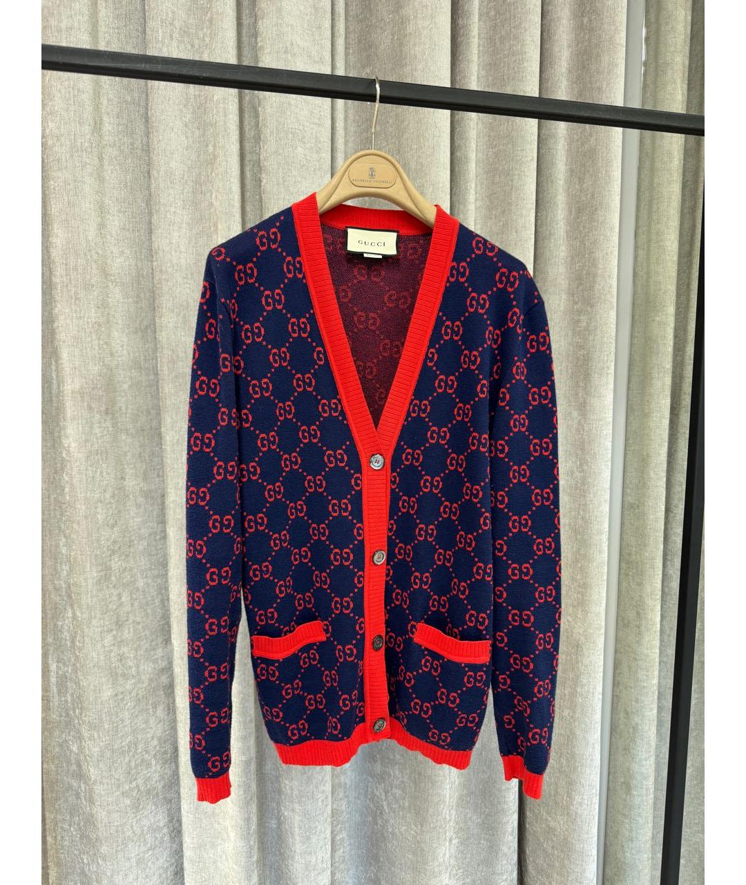 GUCCI Синий шерстяной кардиган, фото 6