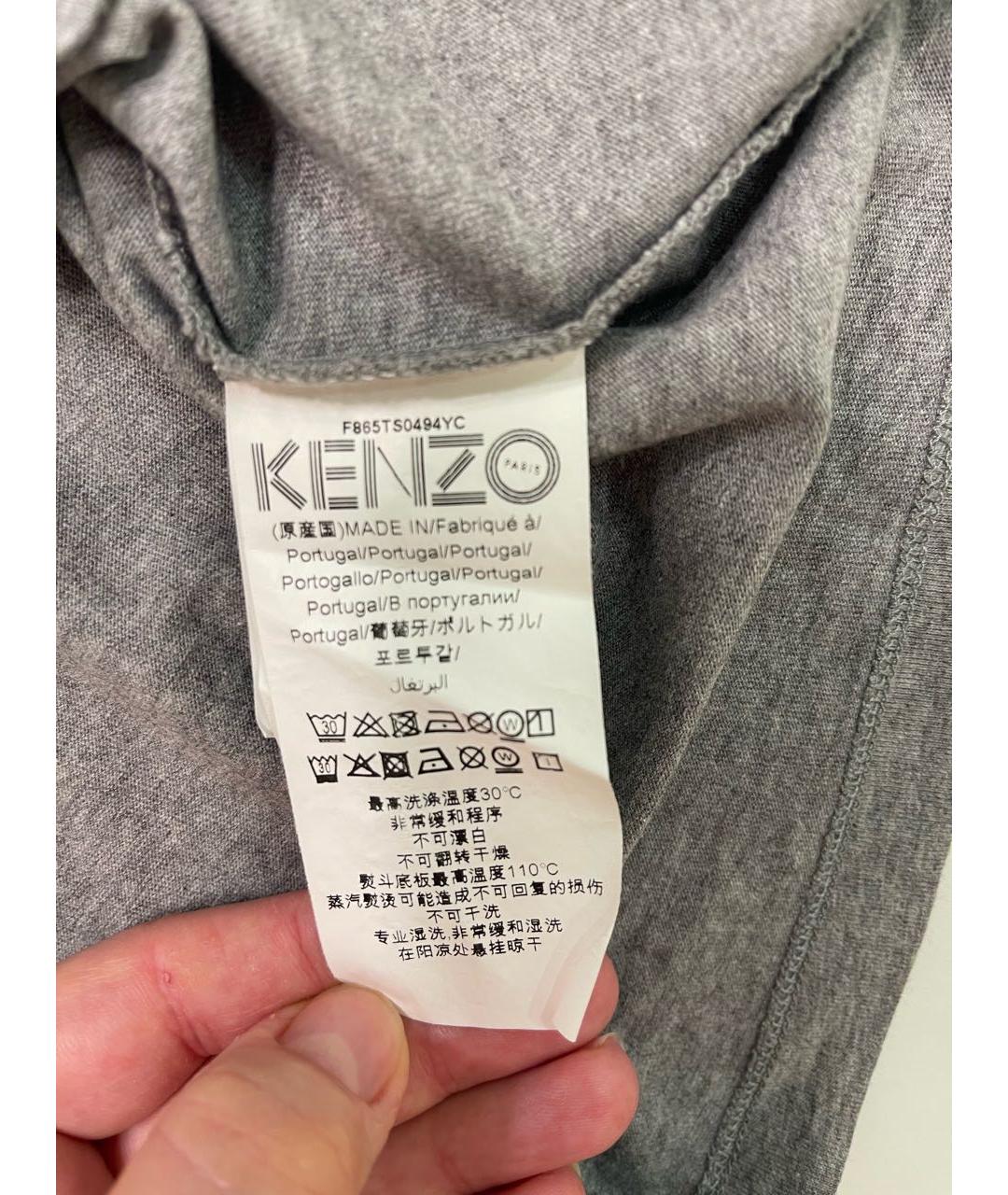 KENZO Серая хлопковая футболка, фото 6