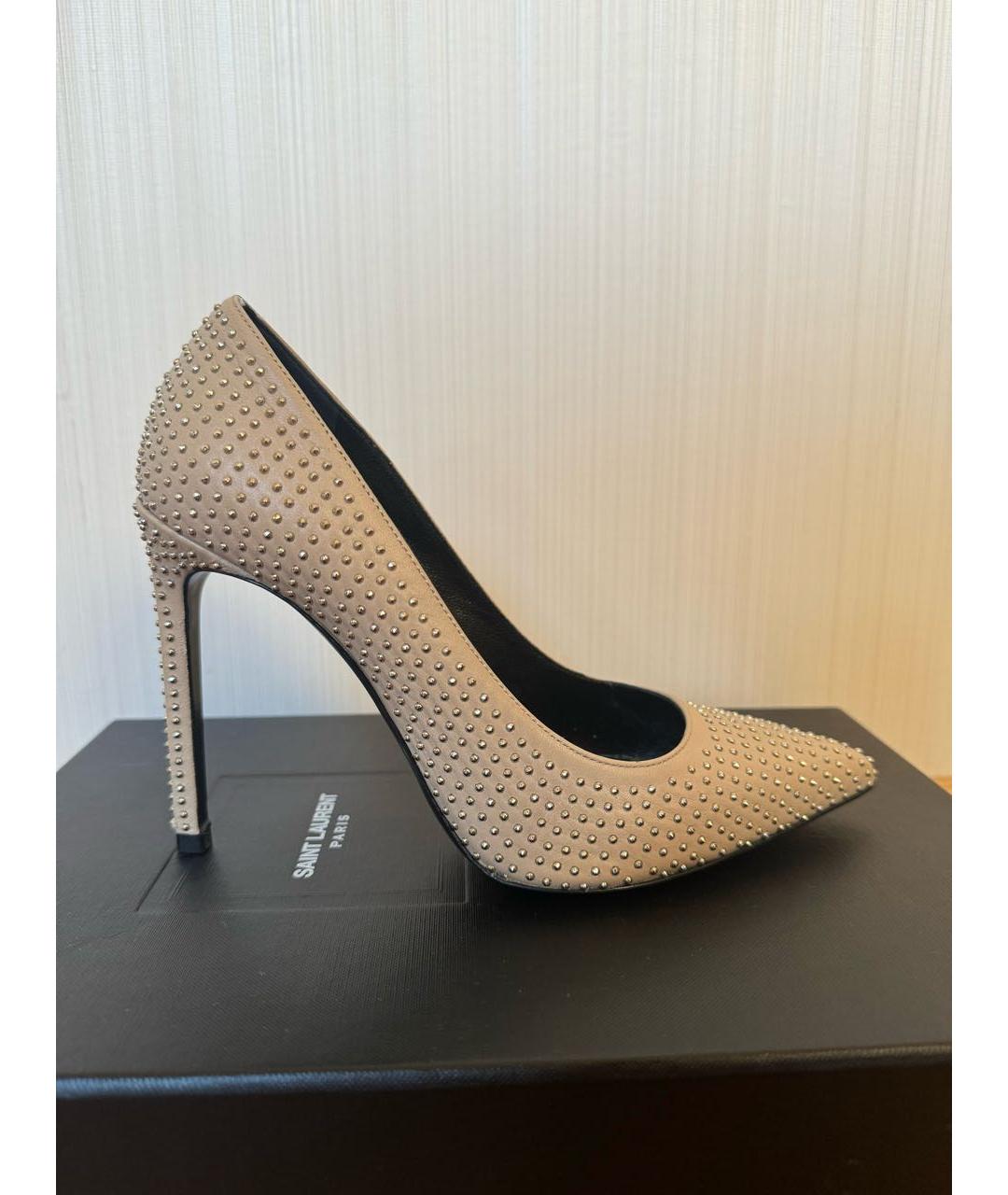 SAINT LAURENT Бежевые кожаные туфли, фото 4