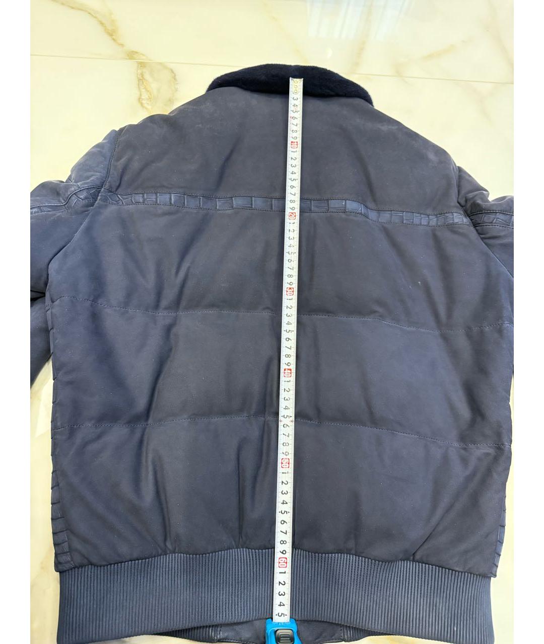 STEFANO RICCI Синий кожаный пуховик, фото 6