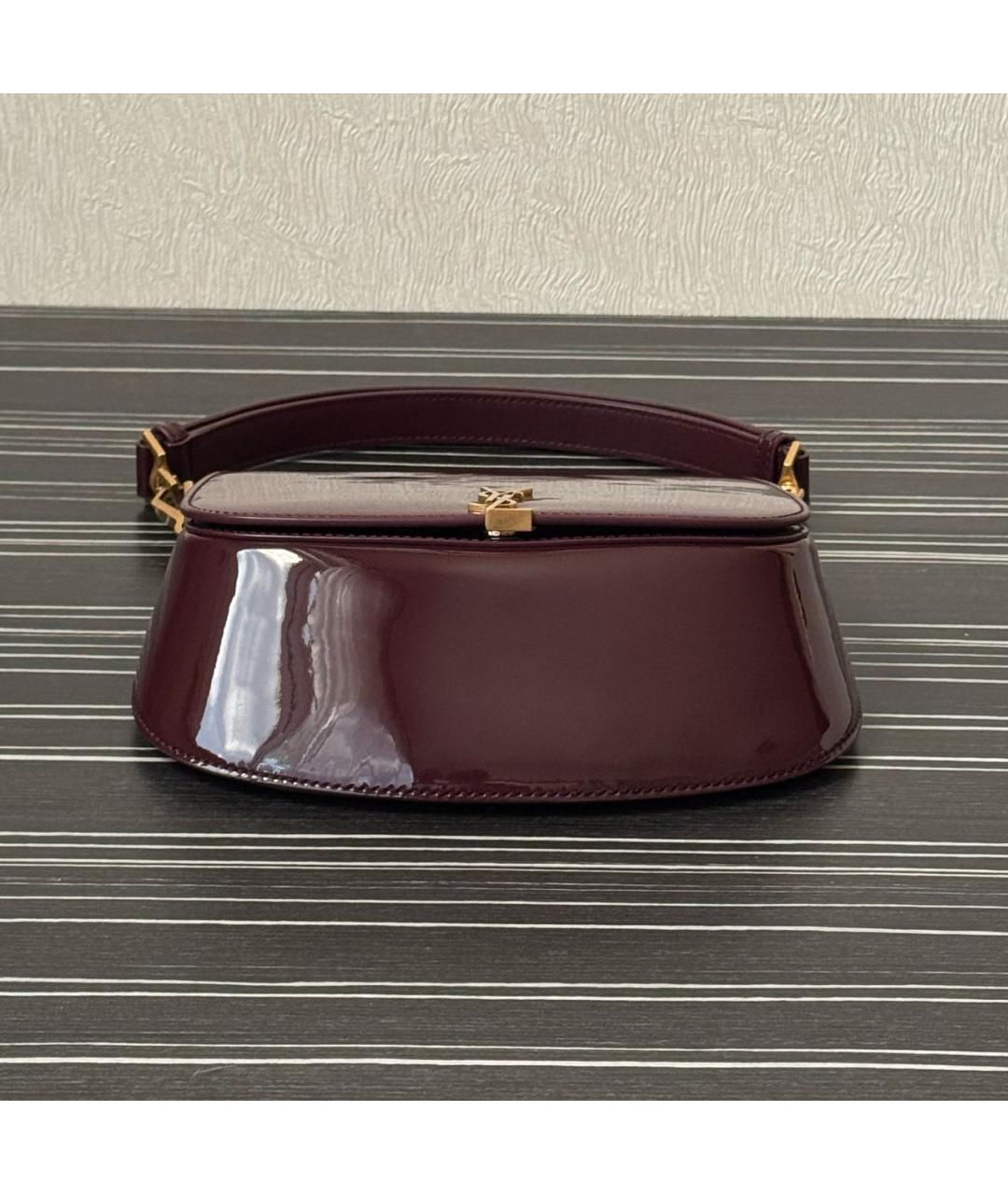 SAINT LAURENT Бордовая сумка через плечо из лакированной кожи, фото 3