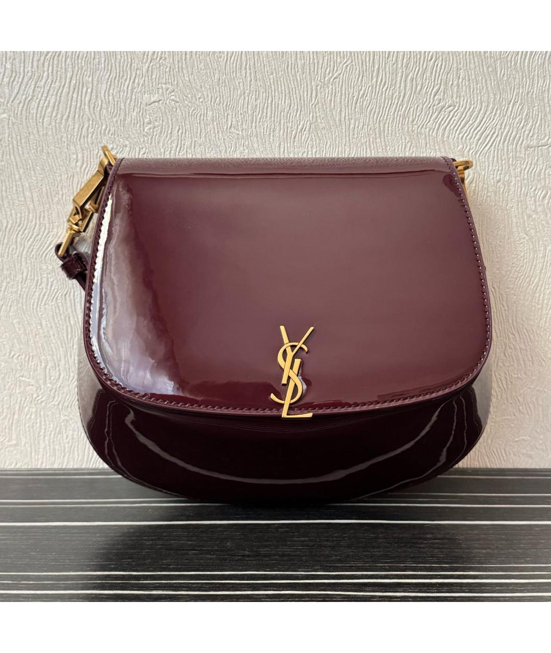 SAINT LAURENT Бордовая сумка через плечо из лакированной кожи, фото 9