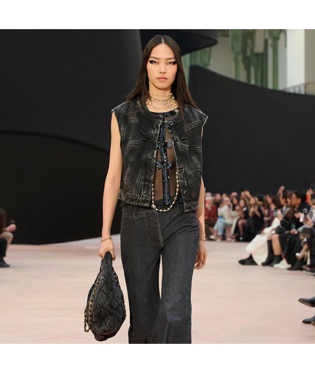CHANEL Черный деним жилет, фото 3