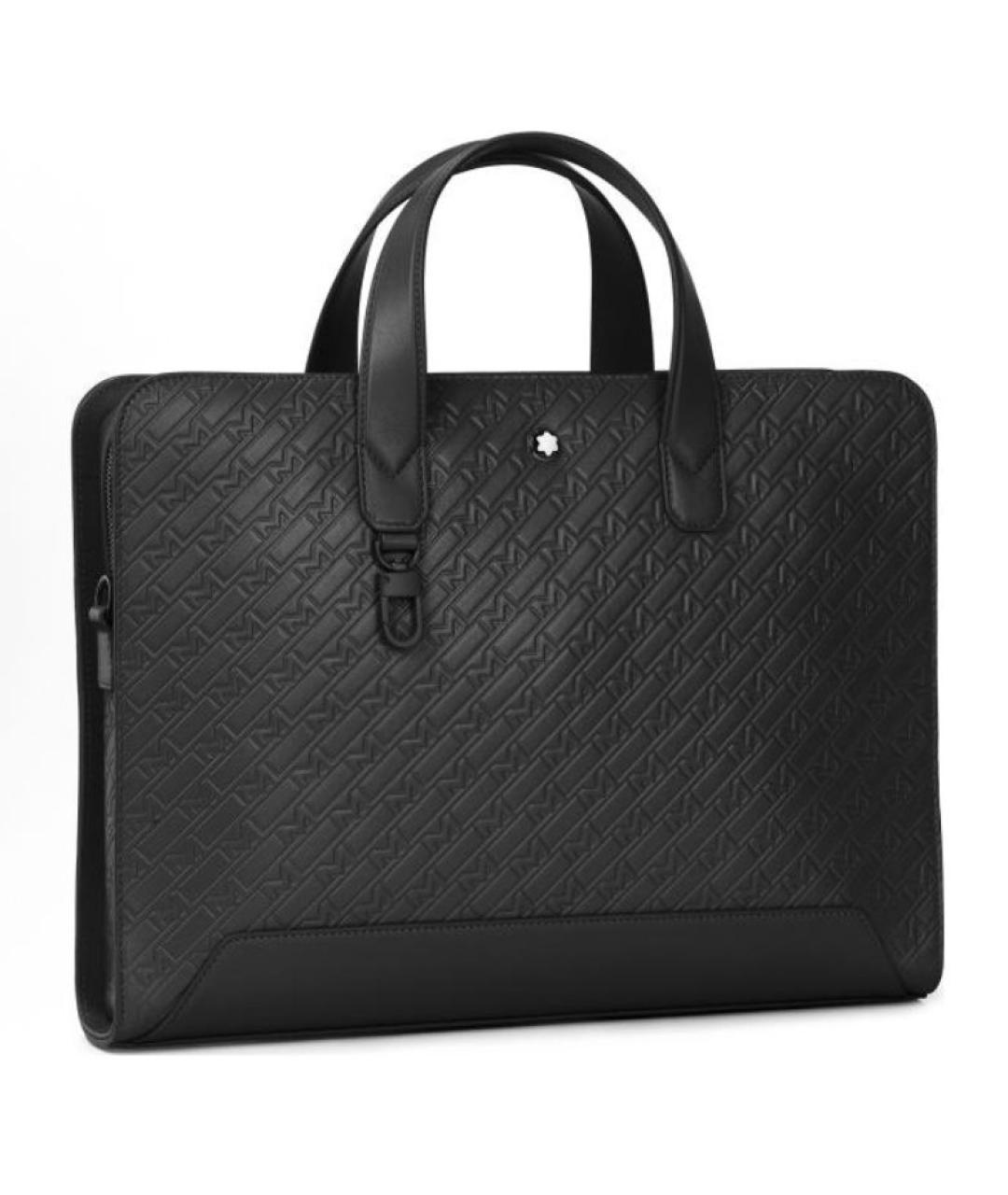 MONTBLANC Черный кожаный портфель, фото 2