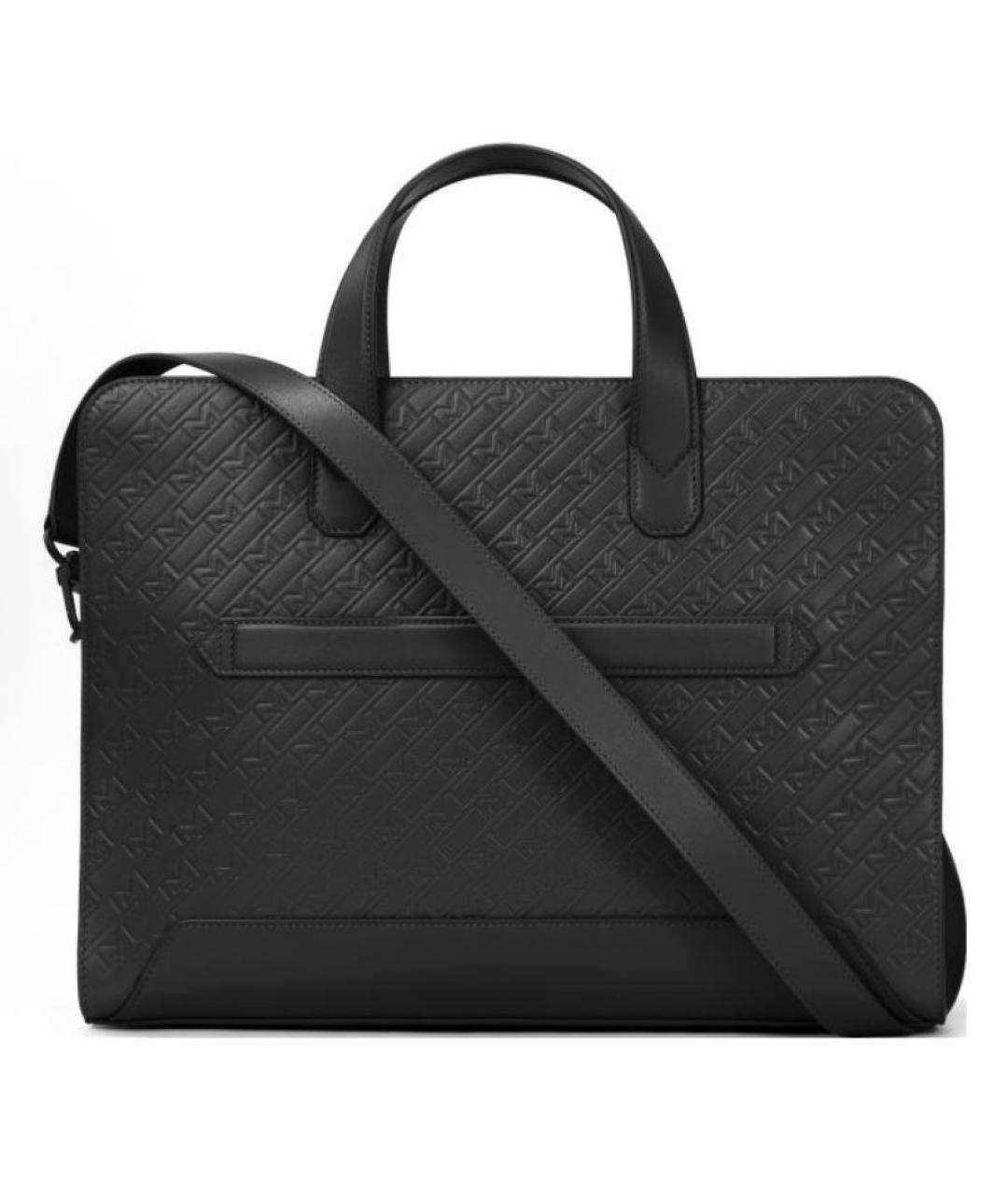 MONTBLANC Черный кожаный портфель, фото 4