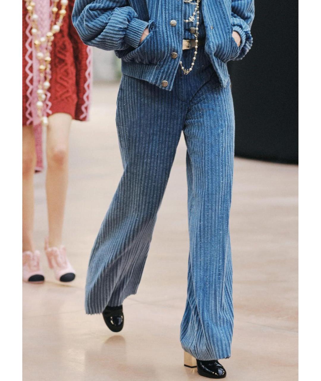 CHANEL Голубые велюровые брюки широкие, фото 2