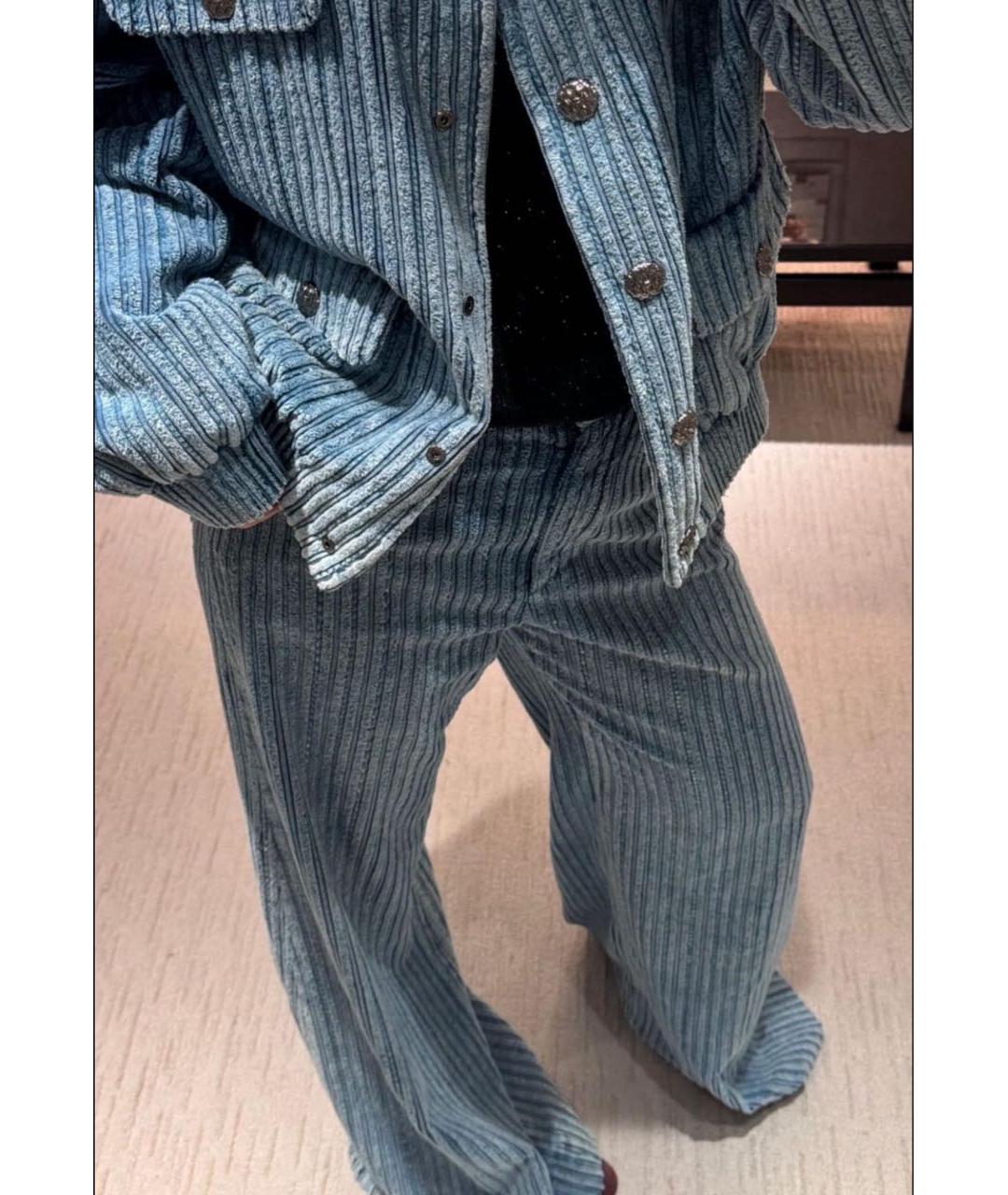 CHANEL Голубые велюровые брюки широкие, фото 5