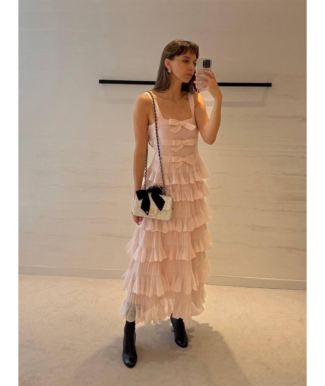 CHANEL Розовое шелковое коктейльное платье, фото 6