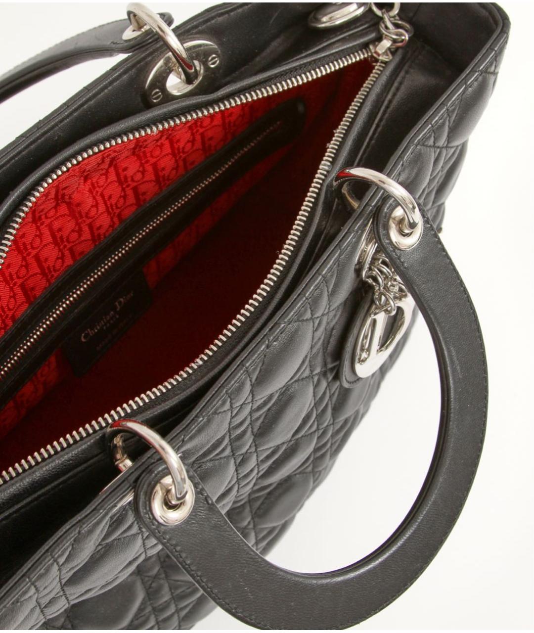 CHRISTIAN DIOR Черная кожаная сумка тоут, фото 2