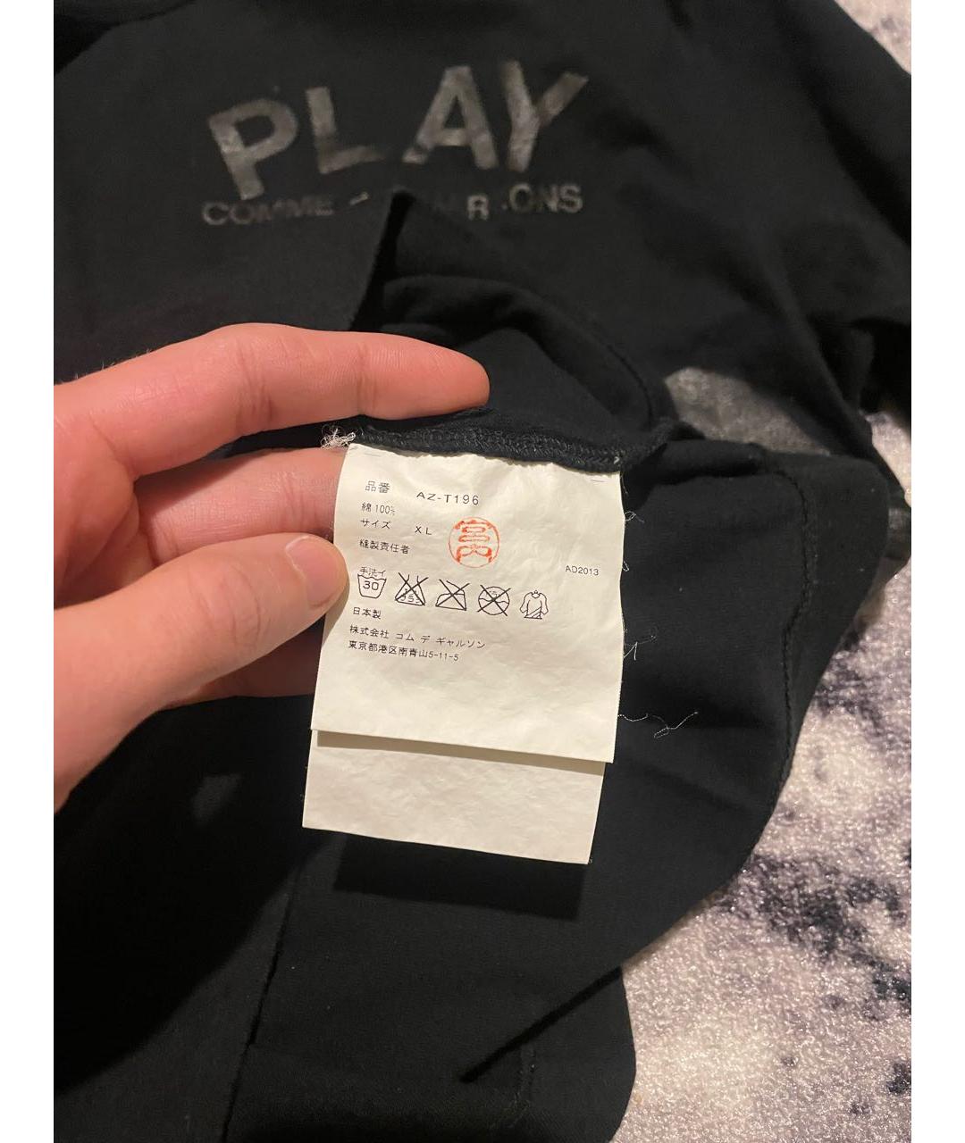 COMME DES GARÇONS PLAY Черная хлопковая футболка, фото 5