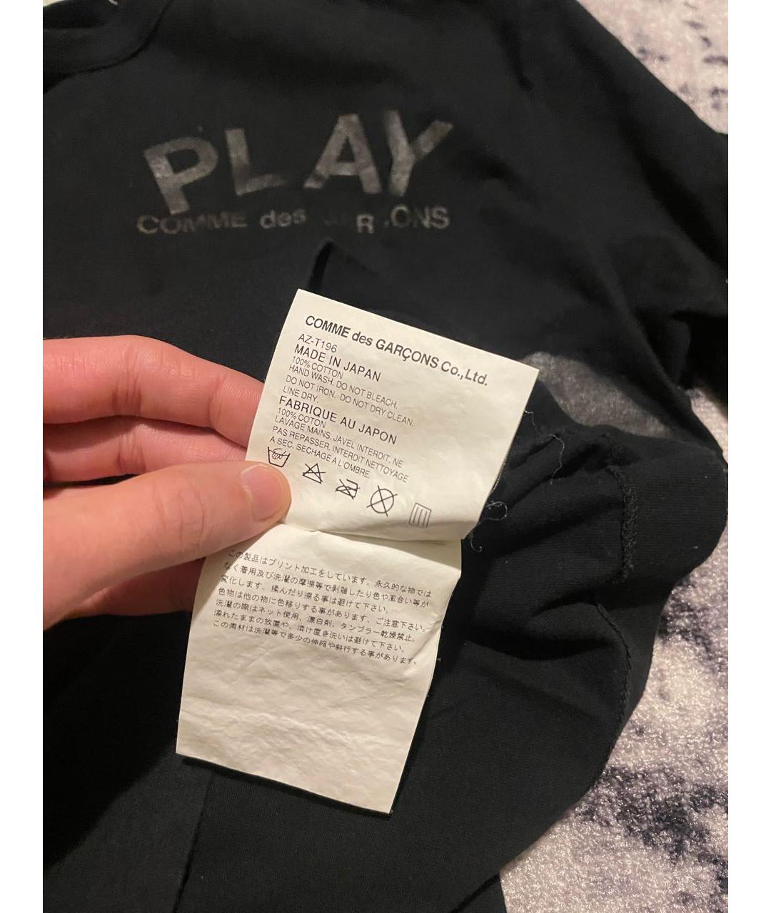 COMME DES GARÇONS PLAY Черная хлопковая футболка, фото 6