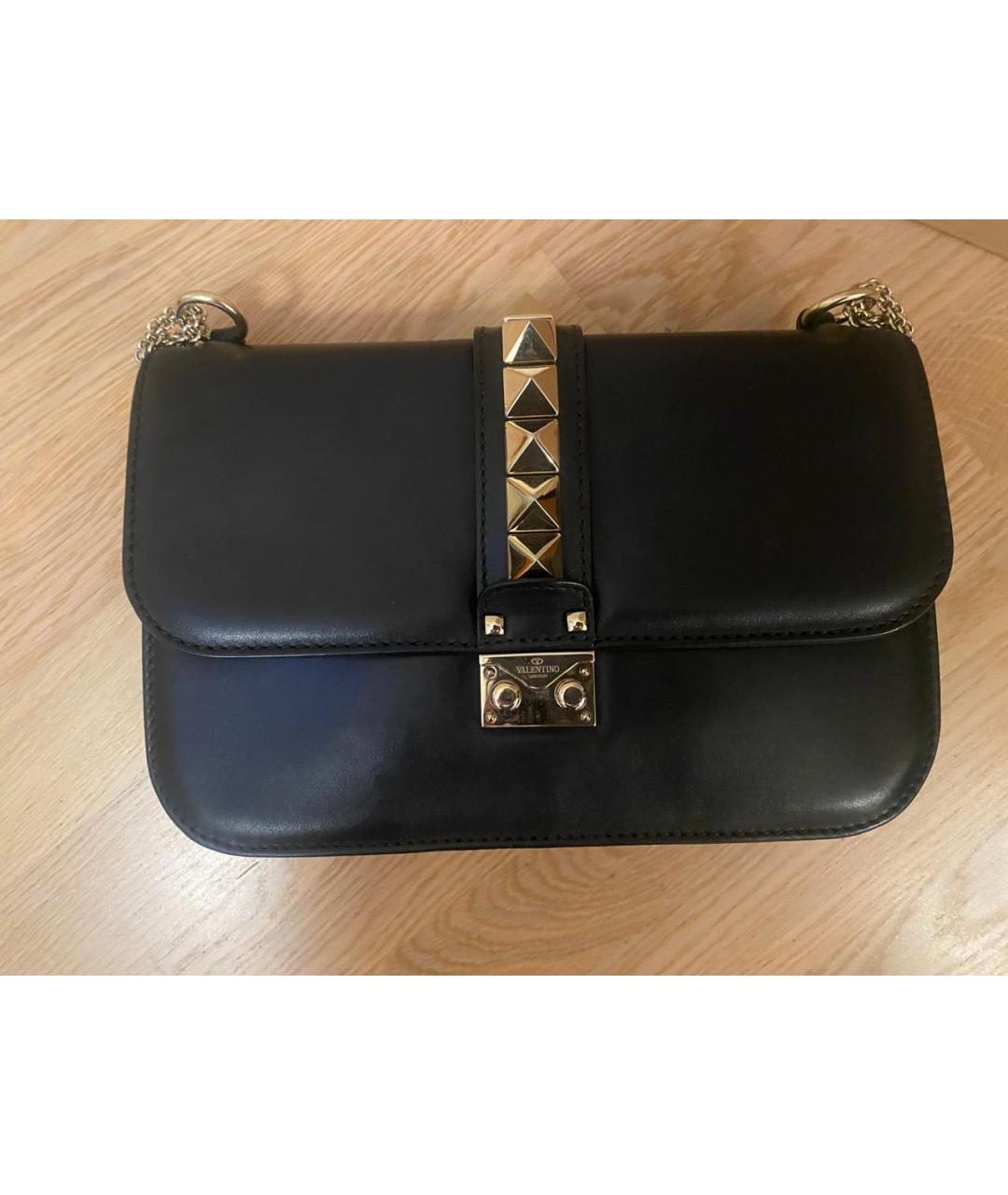 VALENTINO Черная кожаная сумка через плечо, фото 5