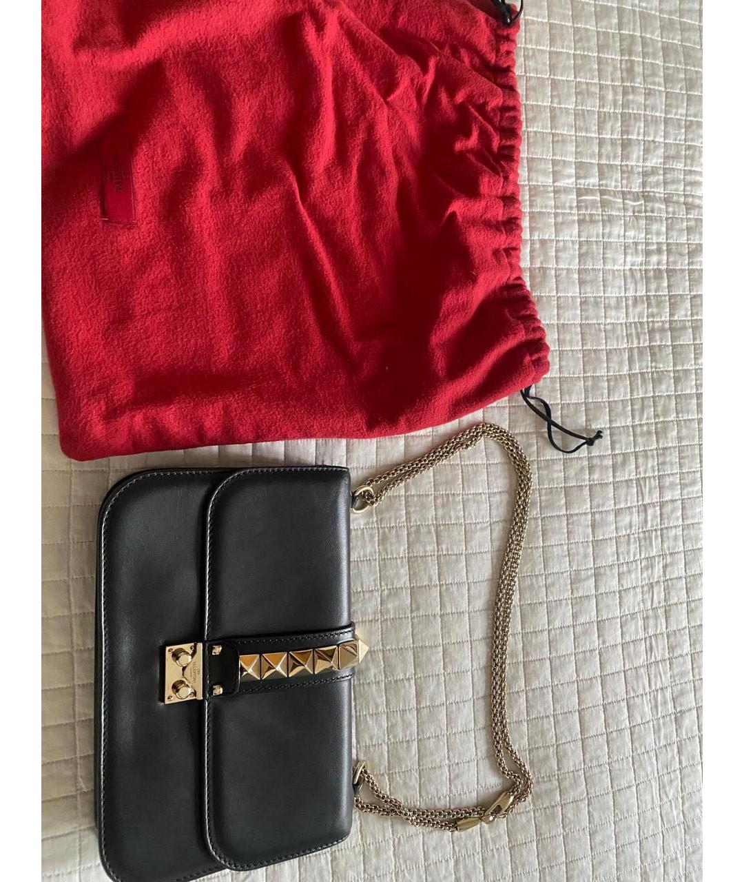 VALENTINO Черная кожаная сумка через плечо, фото 3