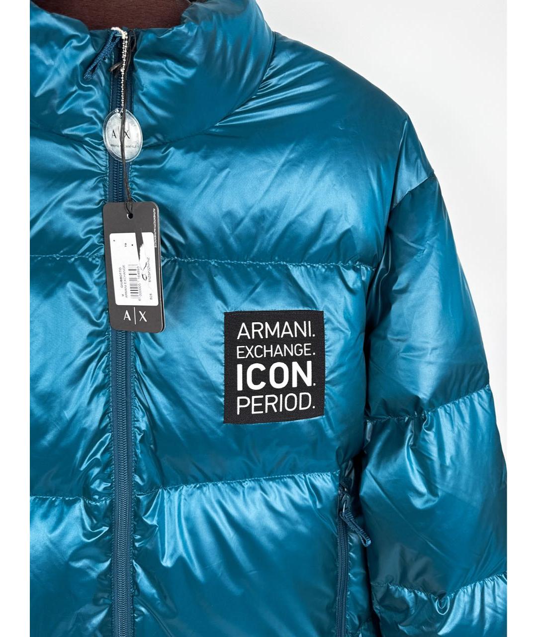 ARMANI EXCHANGE Бирюзовый полиамидовый пуховик, фото 4