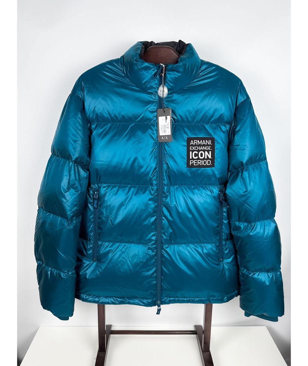 ARMANI EXCHANGE Бирюзовый полиамидовый пуховик, фото 9