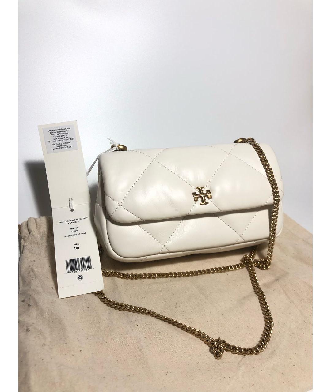 TORY BURCH Белая кожаная сумка через плечо, фото 6