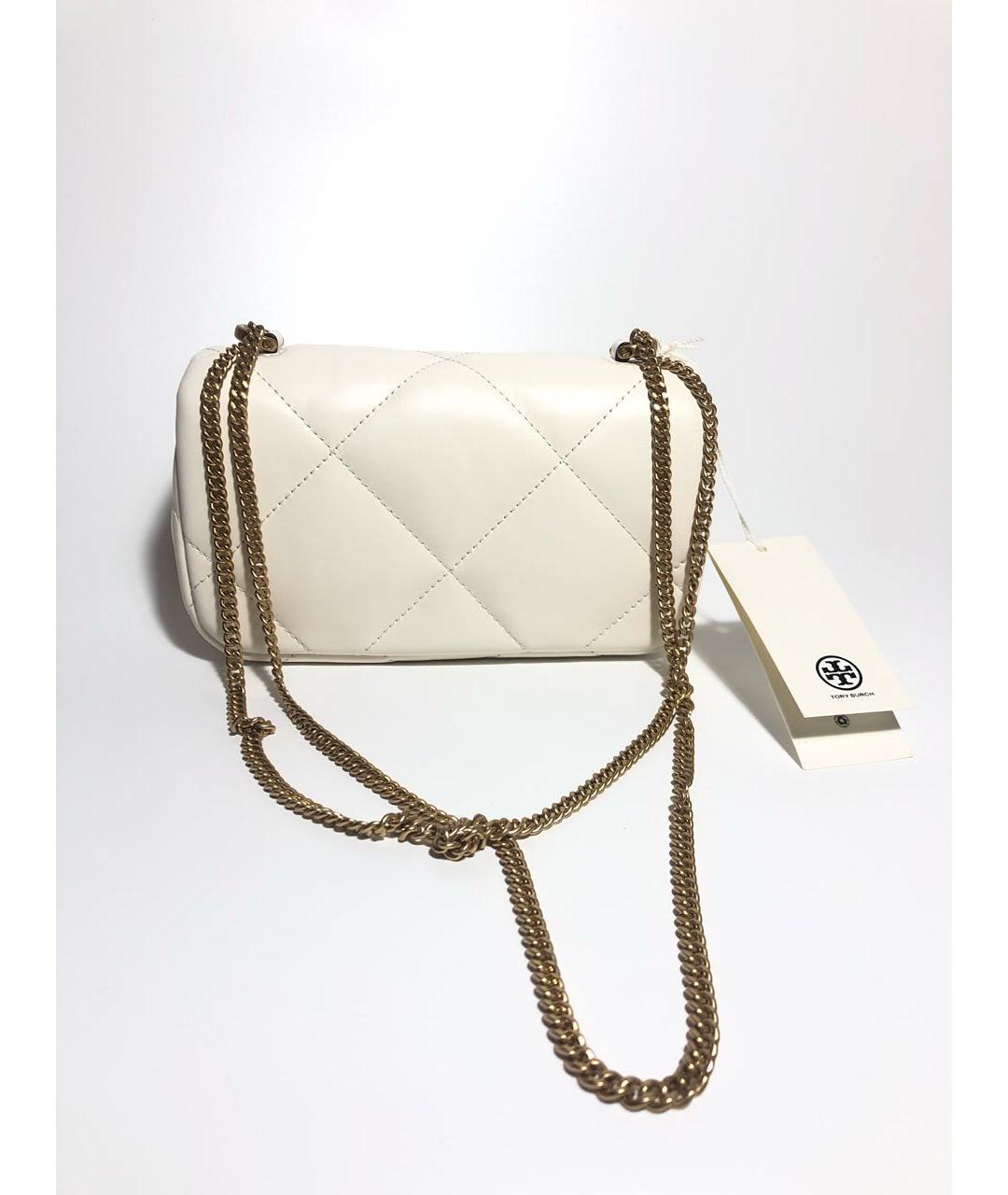 TORY BURCH Белая кожаная сумка через плечо, фото 3