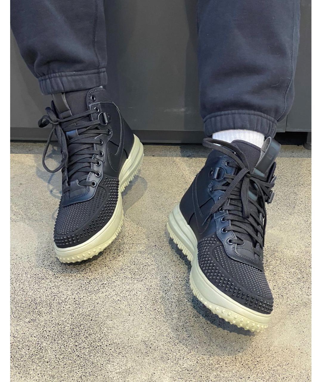 NIKE Черные кожаные высокие кроссовки / кеды, фото 6