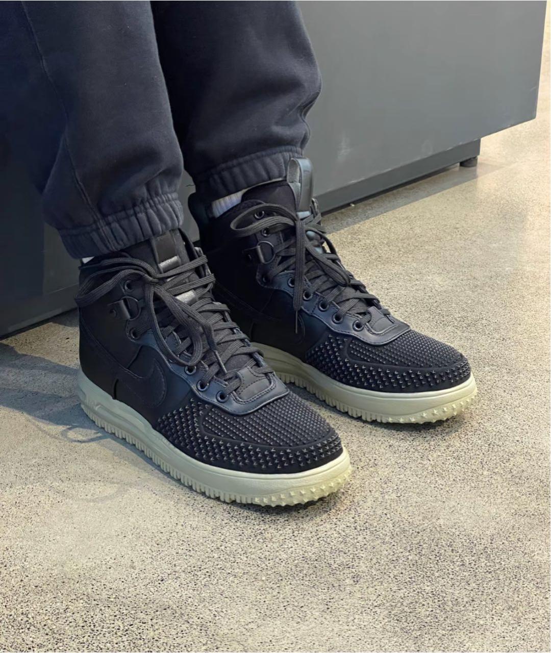 NIKE Черные кожаные высокие кроссовки / кеды, фото 7