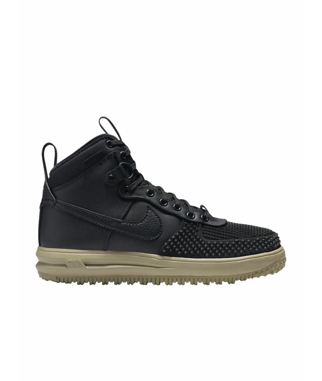 NIKE Черные кожаные высокие кроссовки / кеды, фото 1