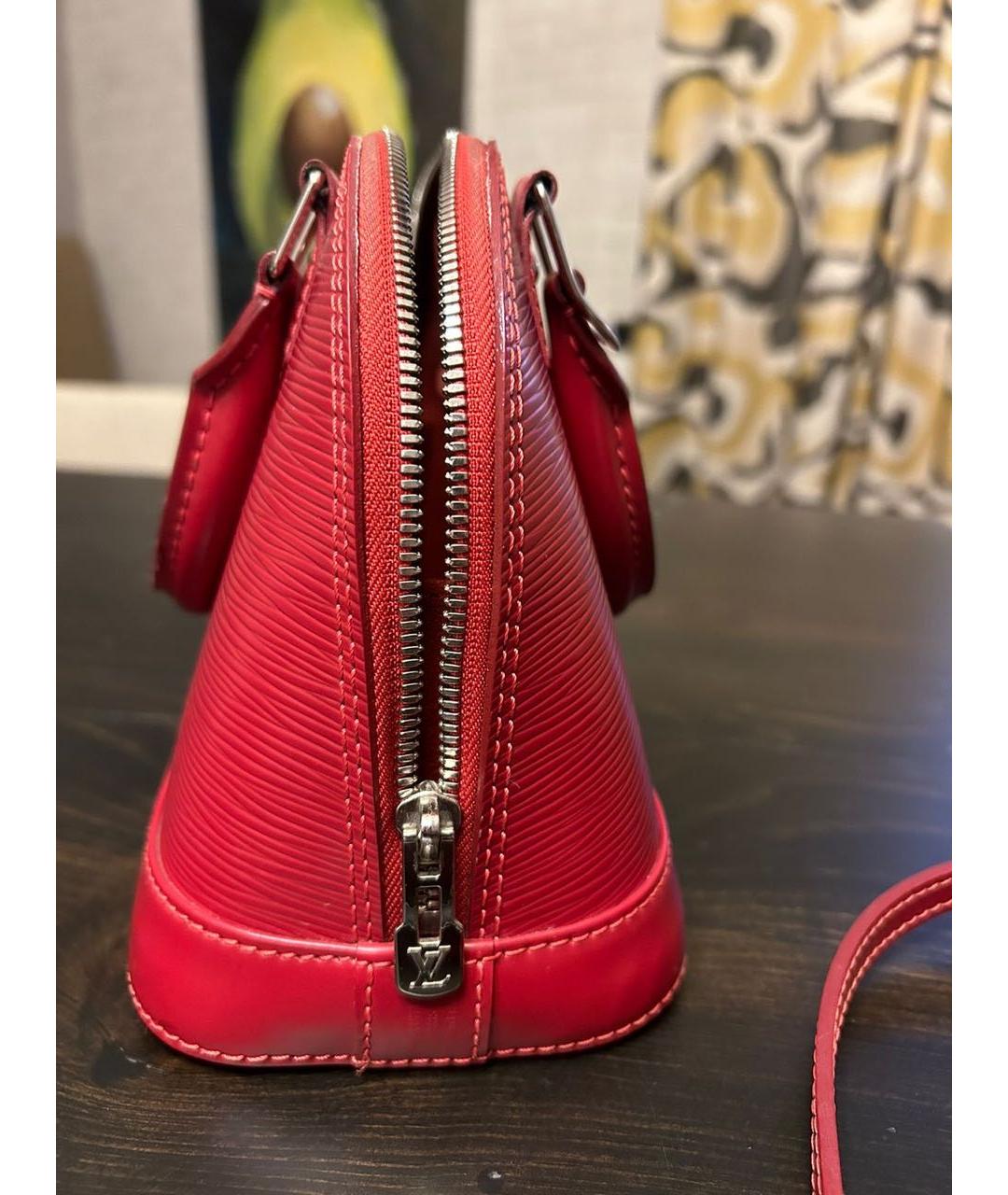 LOUIS VUITTON Красная кожаная сумка с короткими ручками, фото 5