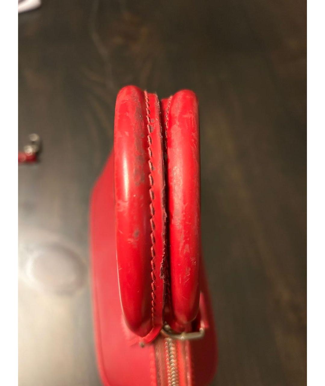 LOUIS VUITTON Красная кожаная сумка с короткими ручками, фото 7