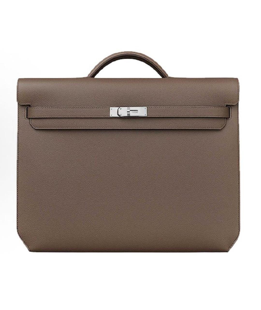 HERMES Коричневый кожаный портфель, фото 5