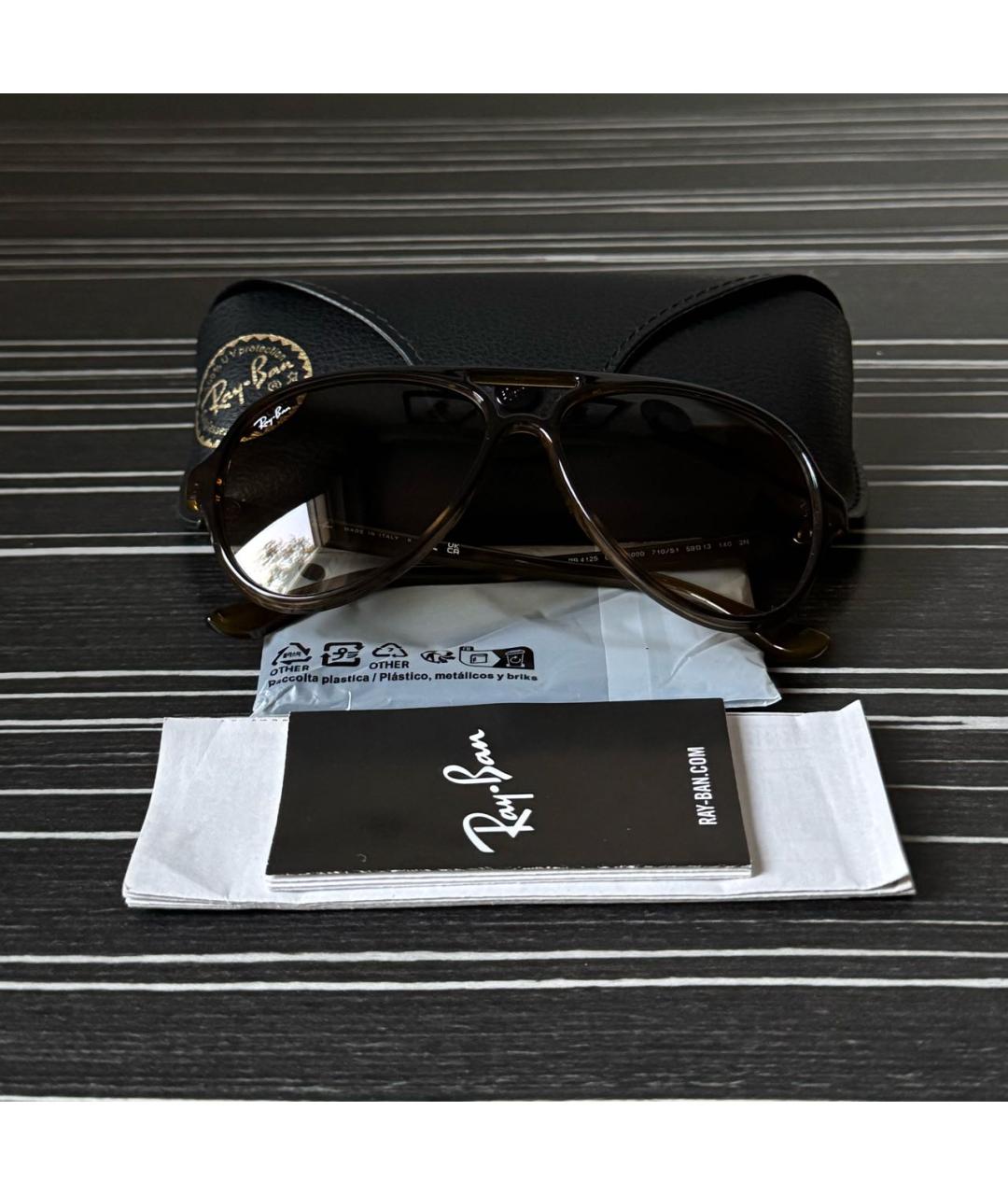 RAY BAN Коричневые пластиковые солнцезащитные очки, фото 4