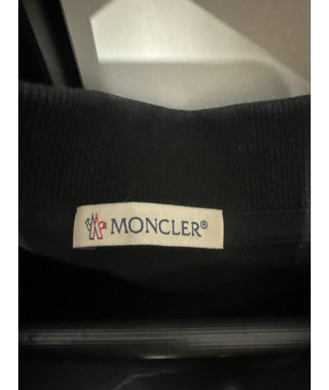 MONCLER Черное хлопковое поло с коротким рукавом, фото 3