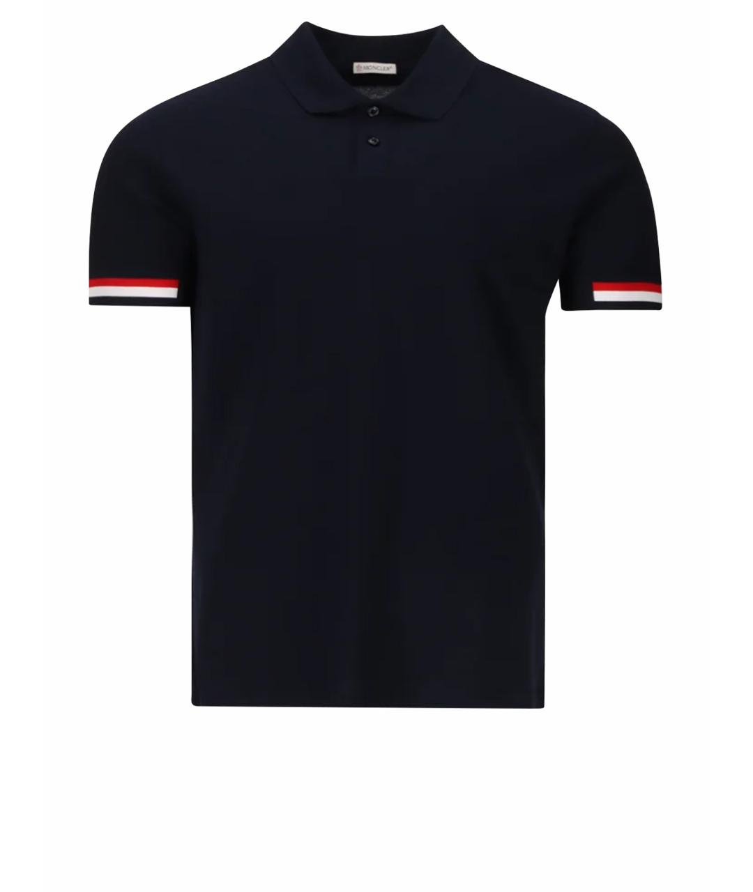 MONCLER Черное хлопковое поло с коротким рукавом, фото 1