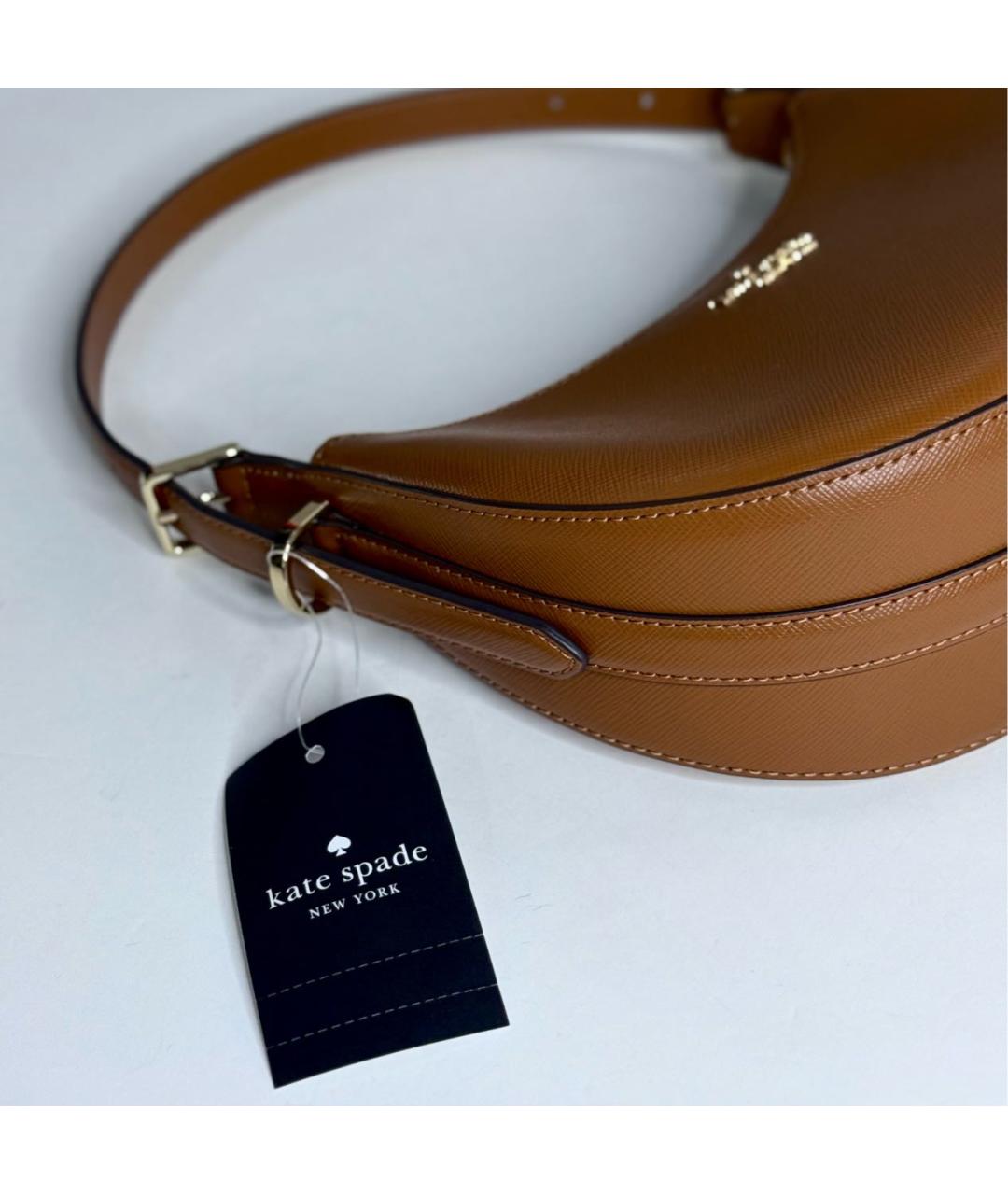 KATE SPADE Коричневая кожаная сумка с короткими ручками, фото 4