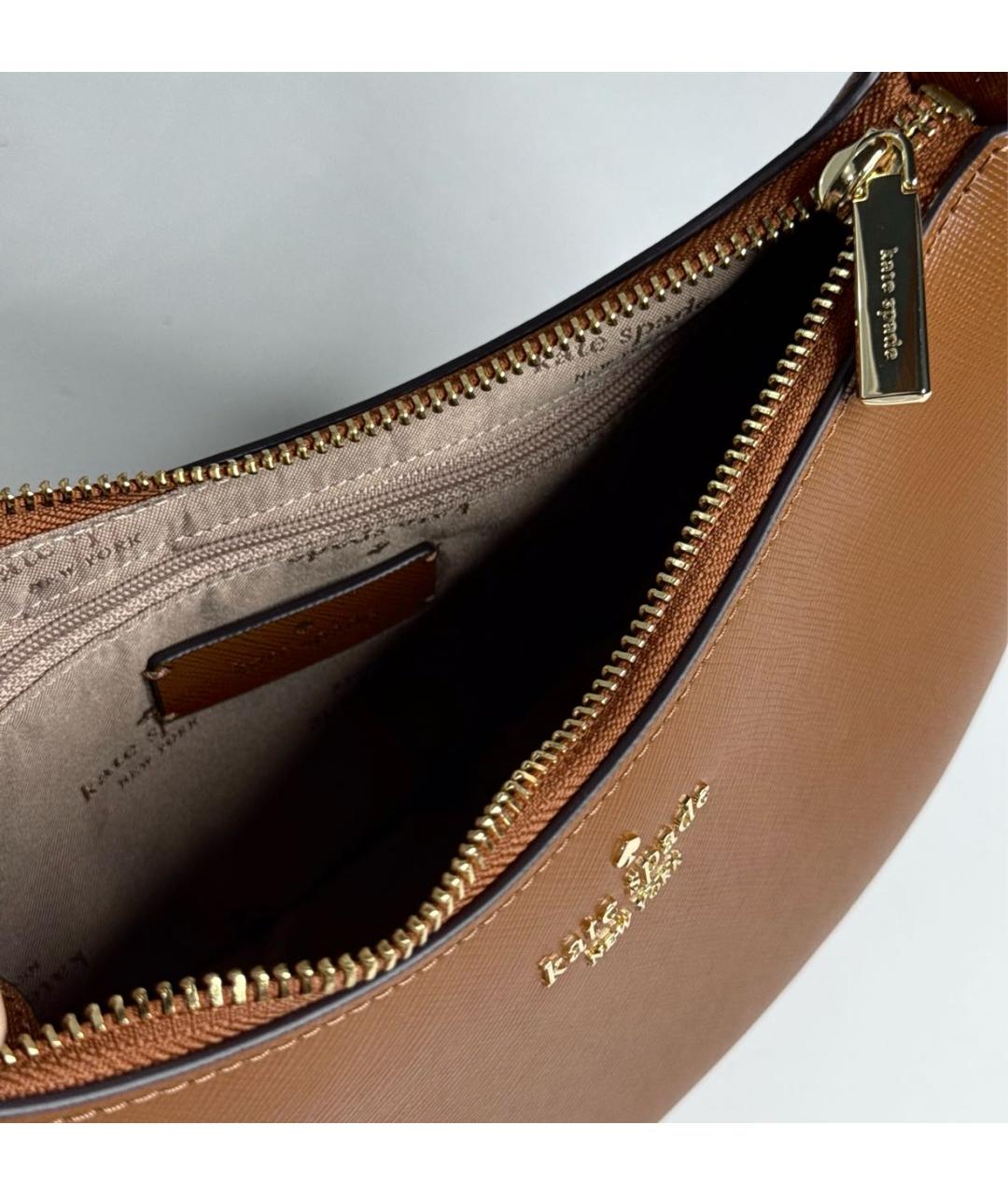 KATE SPADE Коричневая кожаная сумка с короткими ручками, фото 7