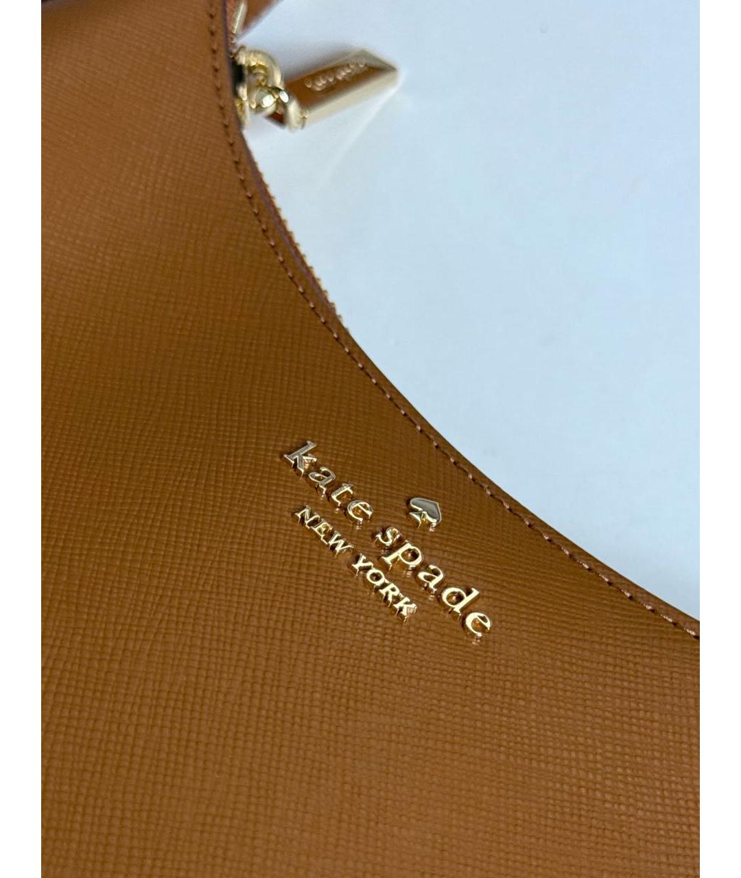 KATE SPADE Коричневая кожаная сумка с короткими ручками, фото 5