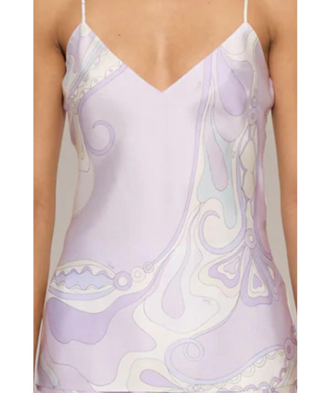 EMILIO PUCCI Фиолетовая шелковая майка, фото 4