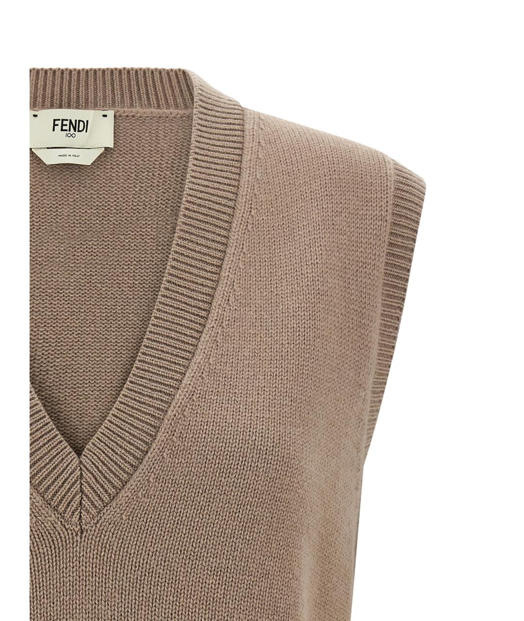 FENDI Бежевая кашемировая жилетка, фото 3