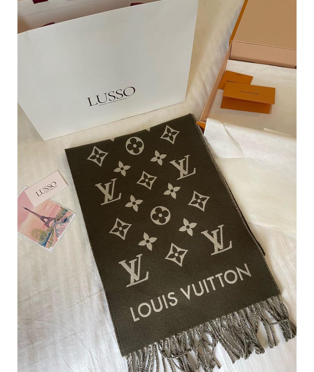 LOUIS VUITTON Бежевый шерстяной шарф, фото 2